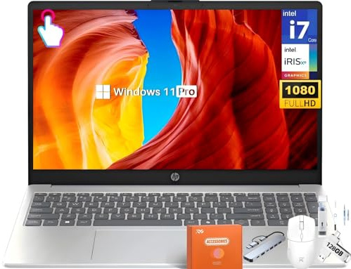 HP 15,6 FHD - Notebook Business con touchscreen, Intel 10-Core i7-1355U (fino a 5,0 GHz), 32 GB di RAM, 1 TB SSD, Intel Iris Xe Graphics, Wi-Fi 6, Fotocamera HD, HDMI, Ricarica Rapida, Microsoft