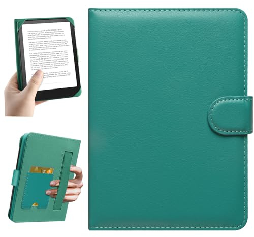 HoYiXi Universal Case for 6-inch Kindle eReader Compatible with Kobo/Voyaga/Pocketbook/Tolino E-Book Reader,6'' eReader Protective Cover with Built-in Card Slot,Cyan