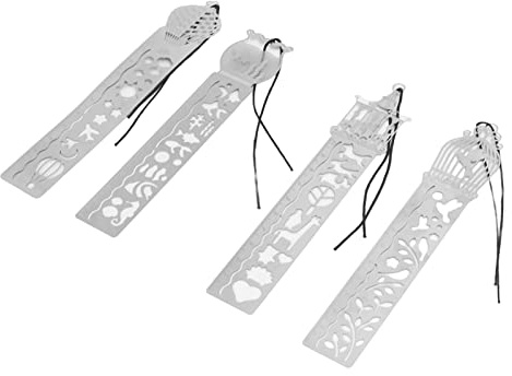 Haofy Stencillinjal 4-pack återanvändbara Mallar i Rostfritt Stål med Geometriska Djurformer Ihåliga Utskärningsdesign för Scrapbooking, Presentkort, Skolprojekt, Bokmärken, Kreativt