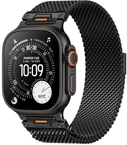 Original Milanaise Metallarmband Kompatibel mit Apple Watch Ultra 3/2/1 Armband 49mm 46mm 45mm 44mm Herren, Milanese Edelstahl Magnetisch Ersatzarmband für iWatch Series 11 10 9 8 7 6 5 4 3 SE 3/2/1
