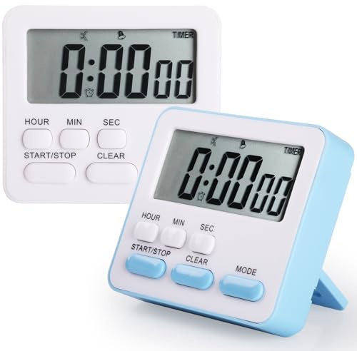 Simpeak 2 Stück Timer Küchentimer LED Digitaler Countdown Countup, 3 in 1 Uhr Unsichtbare Halterung Eieruhren Magnetisch Stoppuhr Timer für Klassenzimmer Hausaufgaben Fitness Kochen Backen Lernen