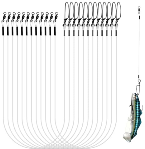 SIXHAOBU 12 Líder de Pesca de Fluorocarbono con Rotor Pesca y Broches Se,invisible bajo el agua,durabilidad excepcional,suave y fuerte para pesca de agua dulce,línea líder de fluorocarbono con pivotes