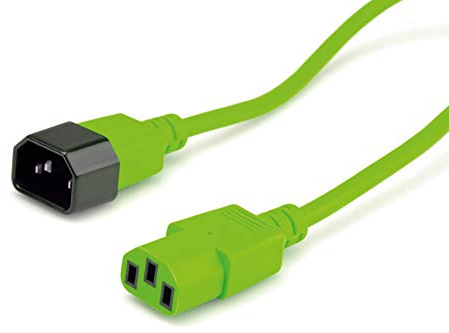 ROLINE Câble d'alimentation avec connecteur type PC mâle et femelle I Câble IEC320 C14 mâle / C 13 femelle I vert, 1,8 m