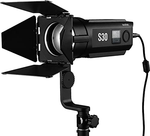 Godox S30 Spot LED Kit, 5600K 30W Spotlight avec CRI 96+ TLCI 96+ | Spot LED Projecteur Puissant avec Lentille Optique Asphérique pour Photo Photographie Tournage Enregistrement Vidéo