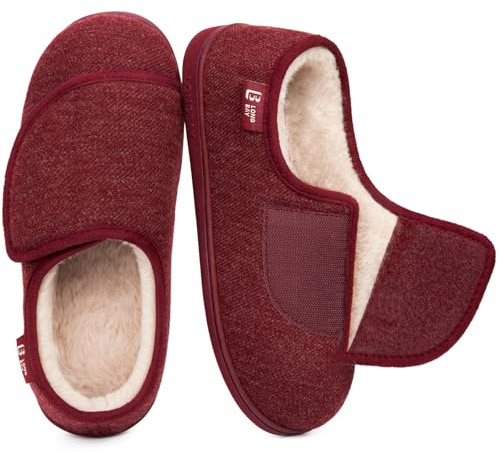 LongBay Women's Wide Fit Slippers Comfy and Cozy Memory Foam Indoor House Shoes for Diabetic Arthritis and Edema