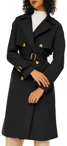 Orolay Long Trench Coat for Women with Belt Lightweight Double-Breasted Duster Trench Coat Slim Fit Black XL