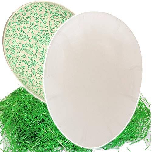 alles-meine.de GmbH Set Ostergras & 10 Füll - Pappeier - 12 cm - einfarbig - weiß - Uni - Osterei/Ei zum Basteln - Malen - Bekleben - Befüllen - Deko Pappe Papp Pappeier Deko..