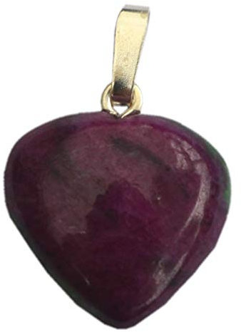 Rubin Herz Anhänger | Roter Rubin-Zoisit Silber Schmuck | Rubin Steinherz Ketten-Anhänger | Edelstein Rubin