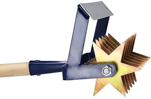 KADAX Sternfräse mit Jätemesser mit Holzstiel, Kultivator, Gartenfräse, Rollkultivator, Krümler zum Lockern des Bodens, Grubber, Rollhacke (Mit 6 Sternen, Holzstiel)