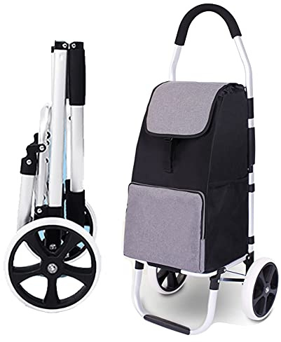 SHOPPING TROLLEY Einkaufswagen klappbarer Einkaufstrolley 2 große Räder Leise Warenkorb Trolley-Tasche Abnehmbar Leicht Grosse Kapazität 40L Schwerlast 50kg Tragewagen Supermarkt Reisen Picknick