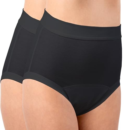 HERMKO 1265 2er Pack Damen Inkontinenz Slip mit Weichbund aus Bio-Baumwolle