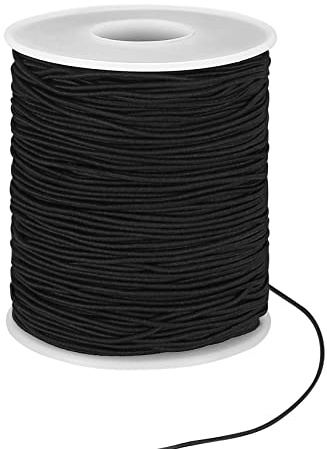 1mm x 100m/328 ft Elastic Cords, Elastic Beading String Cord- Black | Thread String Cord for DIY Craft Jewellery Bracelet Necklaces Making