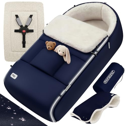 MONZANA® Buggy Pram Liner Footmuff for Stroller with Hand Warmer Navy Blue