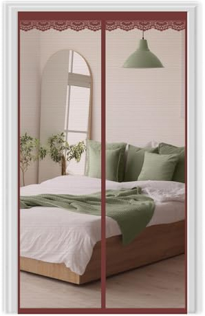 Magnet Fliegengitter Tür 70x210cm Insektenschutz Magnetischer Fliegenvorhang, Braun Magnetvorhang Moskitonetz, Automatisches Schließen, für Balkontür Terrassentür Kellertür