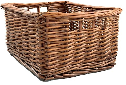 Arthur Cameron - Rectangular Wicker Storage Basket with Handles - 29 x 25 x 15 cm - Small Wicker Basket, Bathroom Storage Organiser, Bedroom Storage (Distilled Brown)