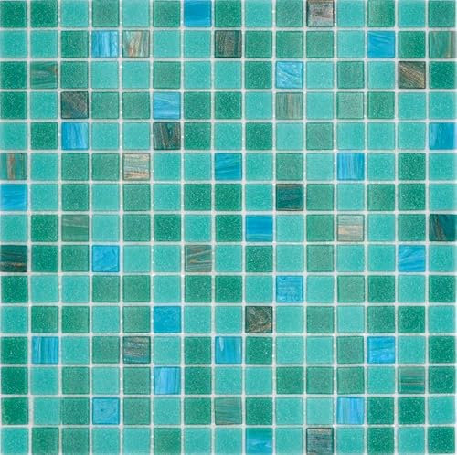 Glasmosaik Poolmosaik Schwimmmosaik Türkis Grün Mix Kupfer changierend Wand Fliesenspiegel Küche Dusche