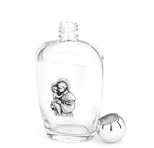 NKlaus Botella de agua bendita de cristal, 100 ml, diseño de Hlg. Antonius con niño, 11 x 6 x 4 cm, peregrinación 14353