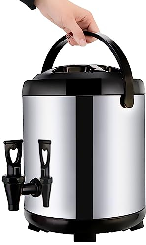 PILYON Urna de catering, 6L/8L/10L/12L/16L/20L dispensador de agua caliente con grifo, cubo aislado de acero inoxidable, barril de té con leche para agua caliente y bebidas, 10L