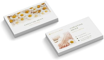 Visitenkarten personalisieren | Mobile Fußpflege # 2 | 2-seitig | Querformat | Menge + Papier zur Auswahl | gestalten | hochwertig | 350 g Qualitätsdruck | Blümchen | Praxis | Beauty (500 Stück)