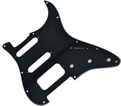 E-Gitarren-Teile 11-Loch Für For ST HSS-Gitarren-Pickguard Mit 3-Schrauben-Löchern In Runden Ecken Für Humbucker-Steg-Tonabnehmer E-Gitarren-Schlagbrett (Color : Black 3 Ply)
