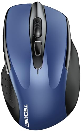 TECKNET Bluetooth Mouse, Rechargeable Bluetooth Wireless Mouse(Tri-Mode: BT 5.0/3.0+2.4G), 4800DPI Adjustable, Silent Ergonomic Wireless Mouse for Laptop PC Computer, Windows Mac OS,6 Buttons (Blue)