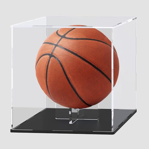 UoYeet Vetrina per pallacanestro con supporto per pallone, scatola trasparente per basket a grandezza naturale, vetrina per cimeli sportivi