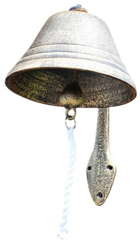 Homoyoyo Retro Wall Hanging Iron Bell for Garden Traditional Decor Handmade Rustic Style Doorbell Shaking Decoration for Outdoor Home Cafe Shop
