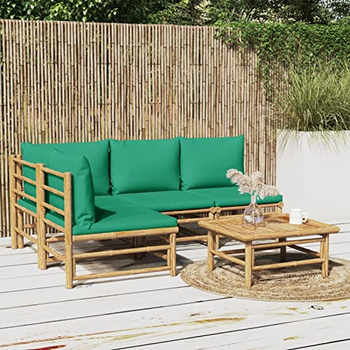 Festnight Gartenlounge Balkonmöbel Lounge Gartenmöbel Set Bambus Balkonlounge Lounge Sofa Outdoor Garten Loungemöbel Terrasse Terrassenmöbel Klein Sitzgruppe Balkon Gartensofa Ecksofa