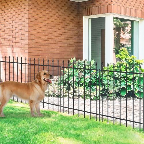 FOREHOGAR Metal Garden Fence 30 in H x 10 ft L,Border Fence Panels Animal Barrier for Dogs, No Dig Garden Fencing for Yard Patio Flower Bed Lawn Outdoor,5 Panels + 6 Stakes Black