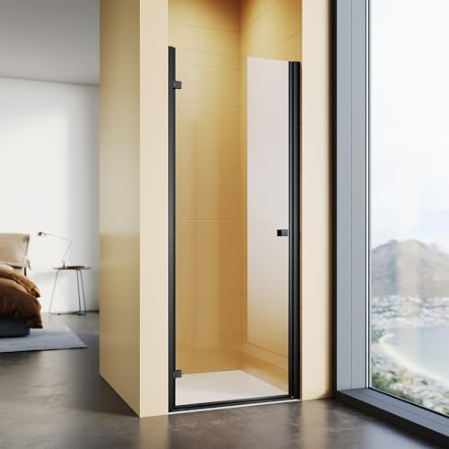 SUNXURY Duschtür 80 cm Schwarz Pendeltür Duschwand aus 6mm ESG-Sicherheitsglas Duschkabine Dusche Höhe 195cm