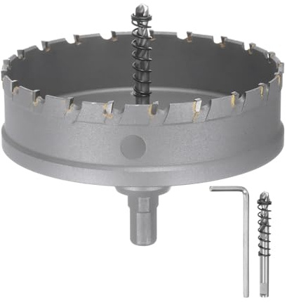sourcing map Carbide Hole Saw Kit 120mm (4-3/4) Metal Hole Cutter Set with 2pcs Center Drill Bits Springs 1pcs Wrench for Stainless Steel Copper Iron Aluminum