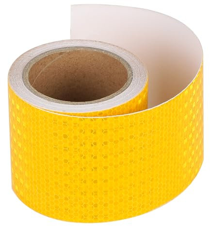 Supaway Reflektierendes Klebeband Warnband Sicherheitsband Absperrband Markierungsband Signalband Zuschneidbar Reflektoren Aufkleber für Fahrzeuge, Autos, Anhänger, Boote, Outdoor (10cm x 10m, Gelb)