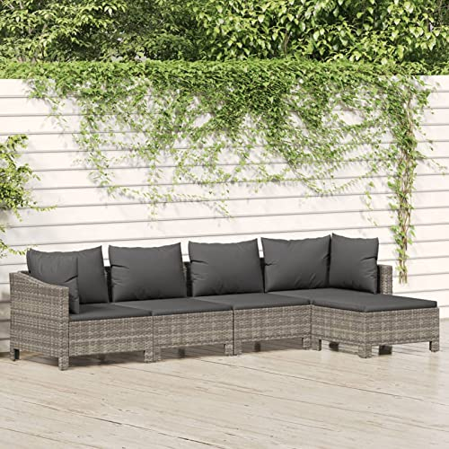 Keyroto Rattan gartenmöbel Set Gartenlounge Rattan Balkon Lounge loungesofa Outdoor Gartensofa wetterfest Lounge Set Balkon sitzgruppe Lounge gartenmöbel-5-tlg