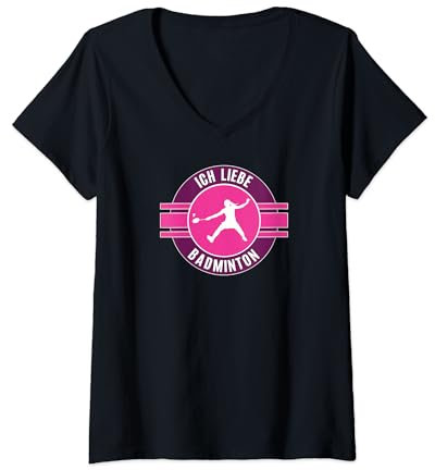 Damen Badminton Team Mannschaft Badmintonspiel Badmintonteam T-Shirt mit V-Ausschnitt