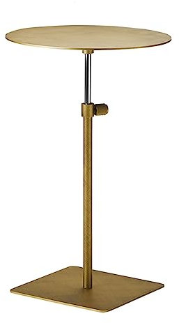 QTTYREV Wohnzimmertisch, Gold-/Silber-Säulentisch mit Stabiler quadratischer Basis, Sofatisch mit Hebefunktion, Verhandlungstisch (Größe: 35 * 35 * 50–70 cm, Farbe: Goldquadrat)