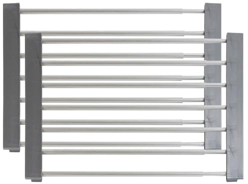 Rosenstein & Söhne Kühlschrank-Gitterboden: 2er-Set Universal-Einlegeboden für Kühlschrank, ausziehbar bis 60 cm (Einlegeboden Gitter, Teiler-Schiene, Küchenhelfer)