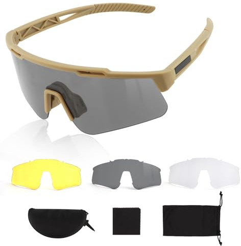 ToopMount Lunettes de Sport, Lunettes de Tir Tactiques Antibuée avec 3 Verres Interchangeables, Lunettes de Protection UV400 Airsoft, Lunettes pour Cyclisme, Randonnée, Course à Pied