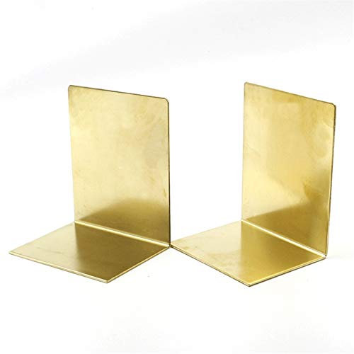Buchstützen aus Messing für goldene Bücherregale, Dekoration, Metall-Buchhalter und Nizer, moderne Buchstützen, 9,9 x 7,9 x 12,2 cm, goldfarbenes Finish (1 Paar)