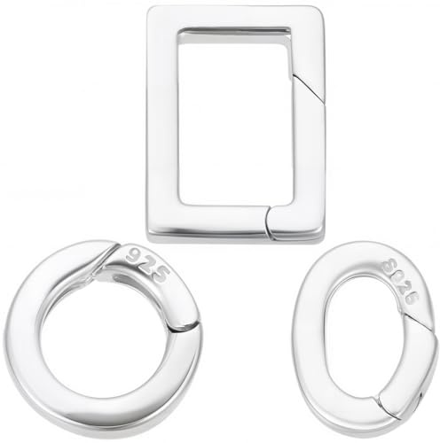 SUNNYCLUE 1 Box 3 Stile 925 Sterlingsilber Federverschlüsse Ovaler Schmuckverschluss 10mm Klein S925 weiße Verbindungsverschlüsse Metallverkürzer Karabinerverschlüsse Für Halsketten DIY Armbänder Zub