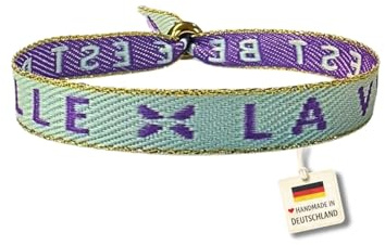 happymaker - Bracciale Boho Donna, braccialetto in tessuto con scritta La Vie Est Belle