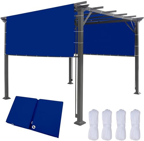 Tenda da Sole Tessuto Resistente 150 x 150 cm Rettangolare, Pes Protezione 95% Uv, con Fune Tenda da Sole per Esterno, Giardino, Piscina, Blu Scuro