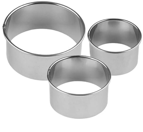 Huxibai Taglierina rotonda per dolci, anelli tondi, in acciaio inox, per ciambelle, francobolli riutilizzabili, forniture per alimenti per torte e fondente