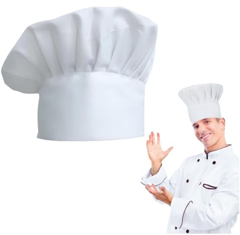Heanvmyss Chapeau de Chef Adulte,Toque de Cuisinier,Bonnet de Cuisinier,Chapeau de Cuisine Réglable,Toque de Chef Unisexe Élastique pour Restauration,Hôtel,Barbecue,Boulangers(Blanc)