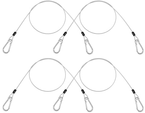 4 cables de alambre de seguridad con ojales, cable de seguridad de acero inoxidable plateado, 100 cm x 3 mm, para bicicletas, motocicletas, muebles, jardín, etc