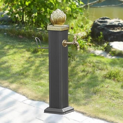 Colonna d'acqua verticale in lega di alluminio per giardino, rubinetto da esterno indipendente con montaggio a pavimento, rubinetto da cortile nero idrante fontana palo per irrigazione(Height 74cm/29.