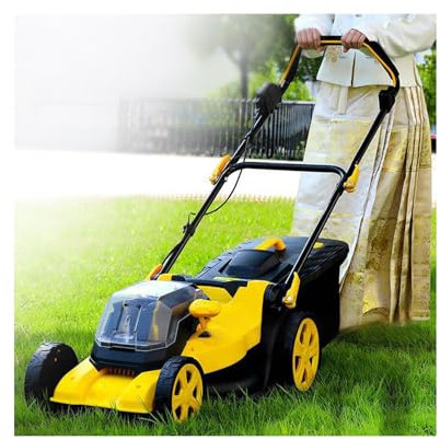 WRJAHCG Cortacesped Bateria,Cortacésped Eléctrico con Asa Plegable Y Recogedor De 45 L,Corta Cespedes Electrico Ancho De Corte 40 Cm 6 Alturas De Corte