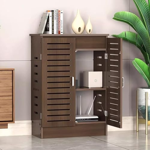 HARELA Armario de Almacenamiento para Router WiFi, Caja de Almacenamiento para Router módem de pie, Almacenamiento Invisible, Laterales ahuecados, Gran Capacidad(Brown,19.7x27.6x11.8in)
