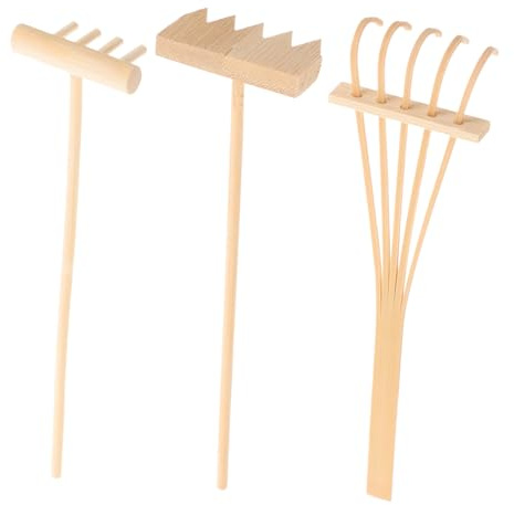 DECOMELODY 3pièces Set De Mini Râteaux Bambou pour Jardin Zen Accessoires Tabletop De Décoration Feng Shui Outils Naturels sans Odeur pour Méditation Maison Et Bureau
