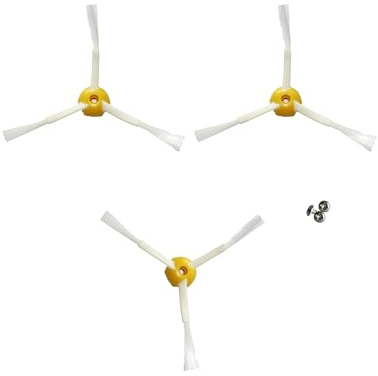 MultiAccesorios Pack de 3 Cepillos Laterales con 3 Tornillos de Repuesto Compatibles con iRobot Roomba Serie 500, 600, 700, 800 y 900 – Accesorios de Recambio para Aspiradora Robot