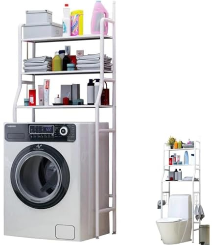 DE ROSA SHOP Mobile Salvaspazio per Lavatrice con 3 Ripiani Anti-Ribaltamento, Scaffale Organizer per Bagno e Lavanderia